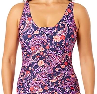 Lands' End Women's Size S-XXL Nylon Spandex Grecian One-Piece Swimsuit with Shirring Detail