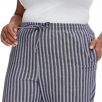 Pantalon chiffonné rayé avec cordon de serrage Penmans pour femmes