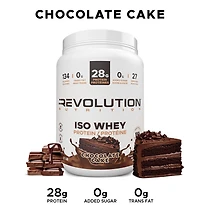 Revolution Nutrition, Iso Whey, Protein Powder 2LB, 100% Isolate, 28g Protein per Scoop, 27 Servings, Lean Muscle Formula, Low Carb, Gluten Free, 908g, Chocolate Cake (2 Pounds)