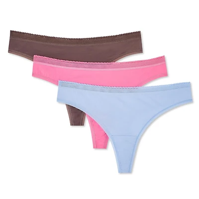 Lot de 3 culottes tangas de base en microfibre George pour femmes Tailles P–TG
