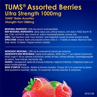 TUMS Ultra Fort Antiacide 1000mg Baies Assorties, 160 Count