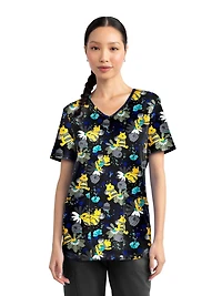 Blouse médicale imprimée Cute As Can Be de la collection Fashion Scrubstar pour femmes, à encolure en V, tailles XS–3XL