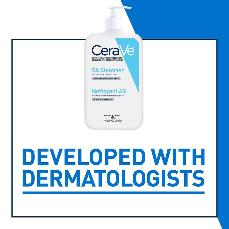 CeraVe SA Cleanser, Salicylic Acid Exfoliating Face Wash with Vitamin D and Ceramides for Rough Bumpy Skin, 237mL