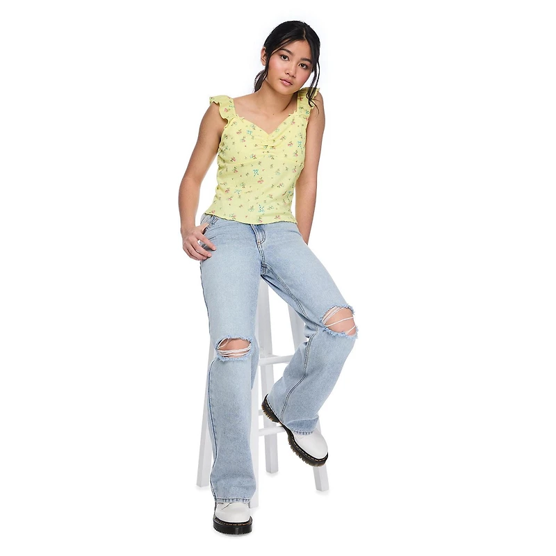 My Sister's Closet Girls' Bow Rivet Wide Leg Jean