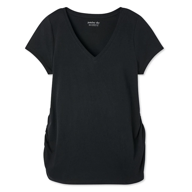 Paisley Sky Maternity Short Sleeve V-Neck Tee