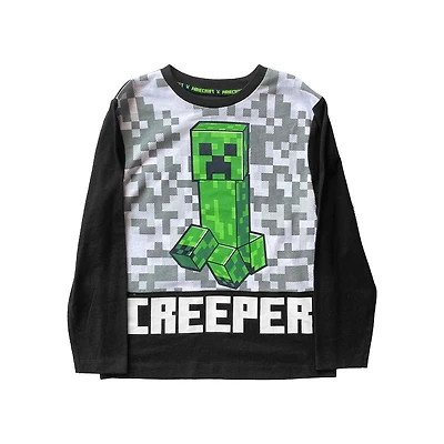 Haut à manches longues Minecraft Creeper Pixels pour garçon