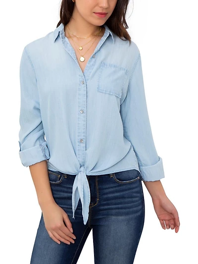 Jordache Aux Femmes Salut Cravate Avant Shirt