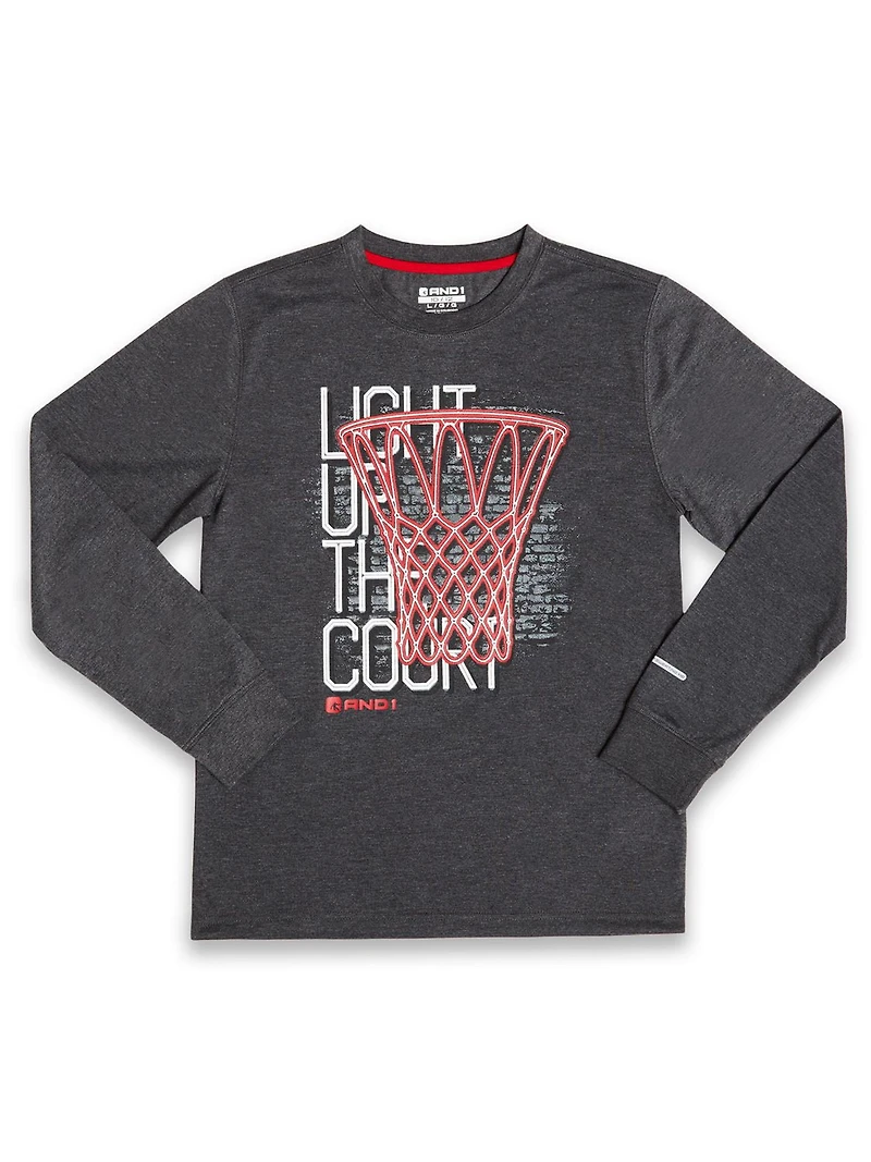 And1 Boys Light Up The Court Long Sleeve Tee, up to size 14