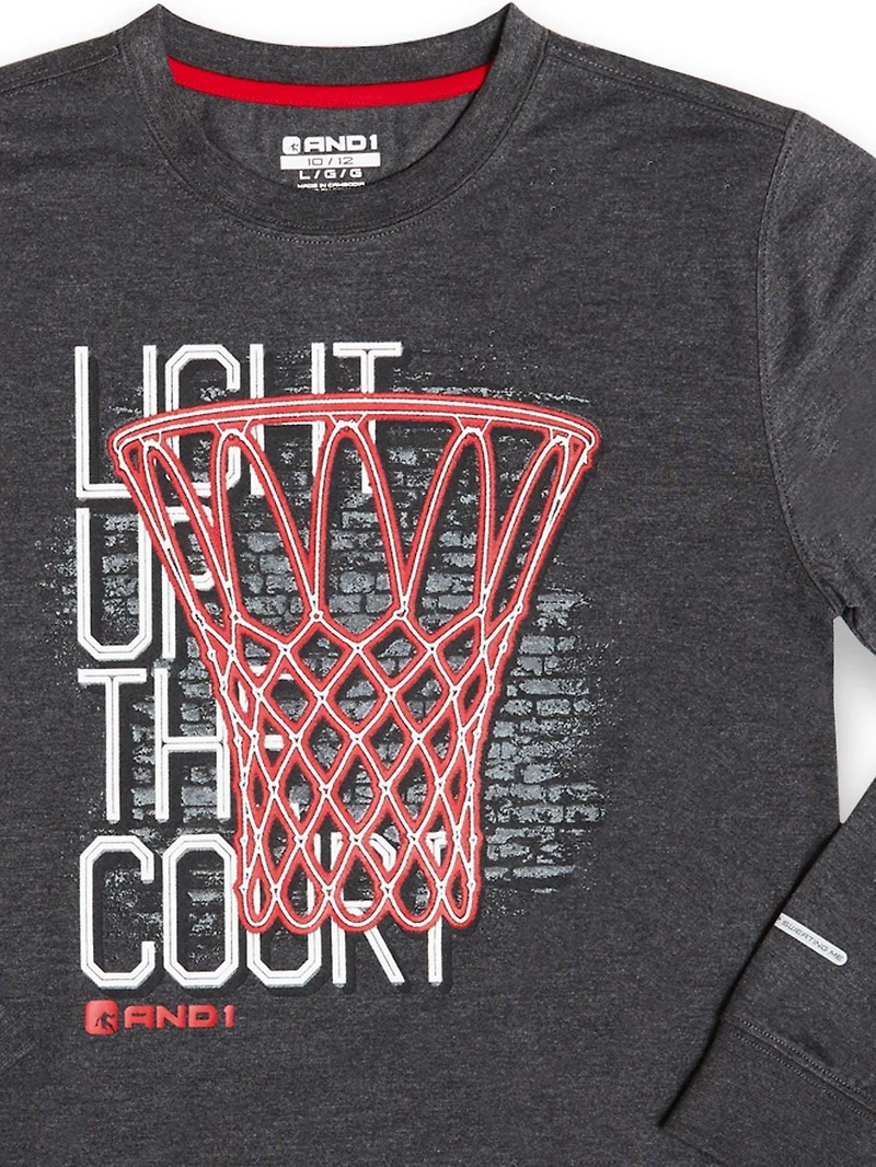 And1 Boys Light Up The Court Long Sleeve Tee, up to size 14