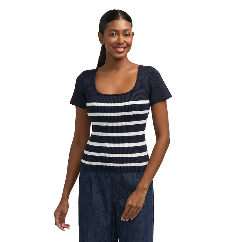 Mexx Women’s Striped Square Neck Ribbed Shirt
