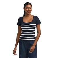 Mexx Women’s Striped Square Neck Ribbed Shirt