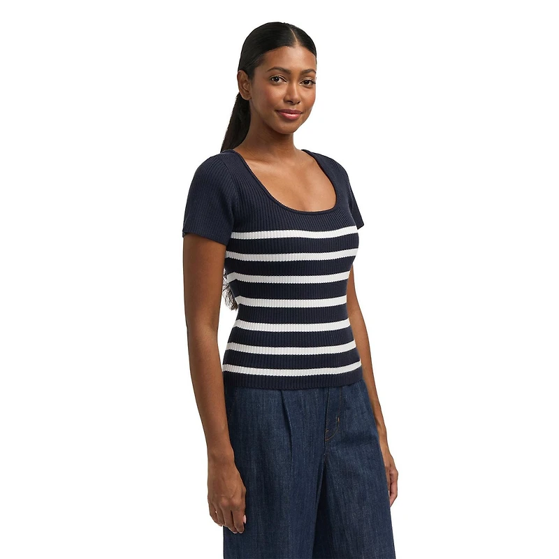 Mexx Women’s Striped Square Neck Ribbed Shirt