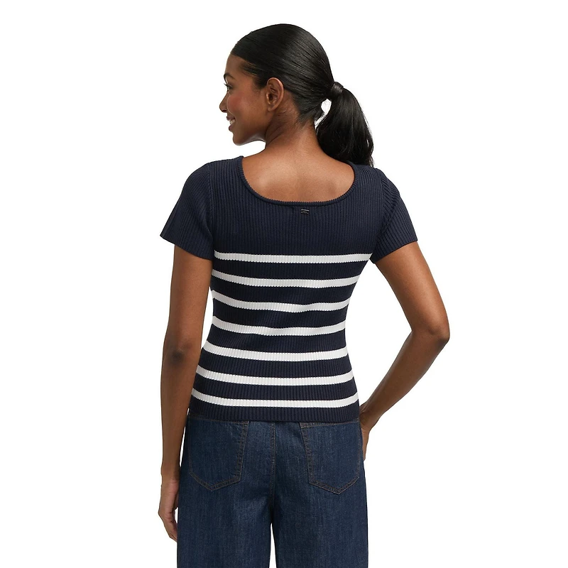 Mexx Women’s Striped Square Neck Ribbed Shirt