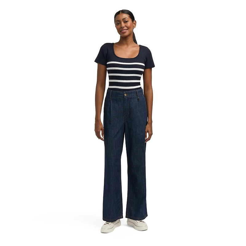Mexx Women’s Striped Square Neck Ribbed Shirt