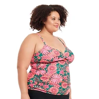 Krista Plus Women's V Neck Camisole Tankini Swim Top with Adjustable Straps and Bust Support
