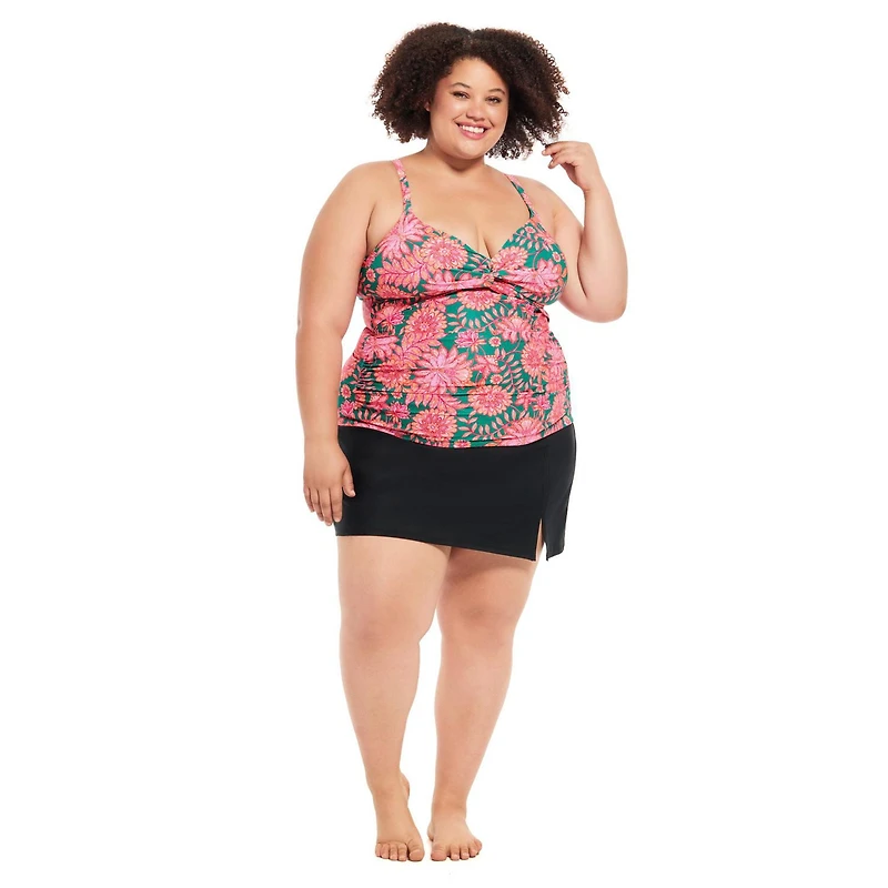 Krista Plus Women's V Neck Camisole Tankini Swim Top with Adjustable Straps and Bust Support