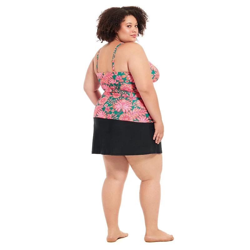 Krista Plus Women's V Neck Camisole Tankini Swim Top with Adjustable Straps and Bust Support