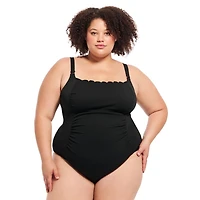 Krista Plus Size Women's Scallop-Neck One-Piece D-Cup Swimsuit