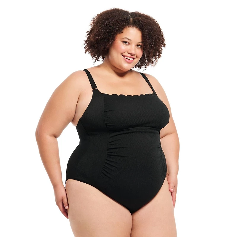Krista Plus Size Women's Scallop-Neck One-Piece D-Cup Swimsuit