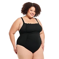 Krista Plus Size Women's Scallop-Neck One-Piece D-Cup Swimsuit