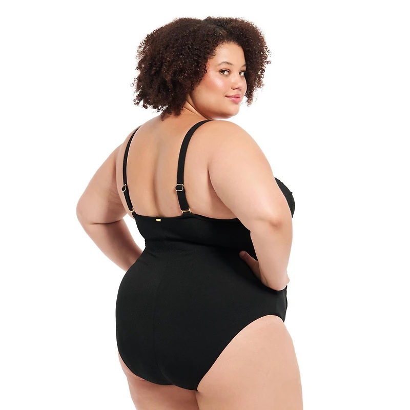 Krista Plus Size Women's Scallop-Neck One-Piece D-Cup Swimsuit