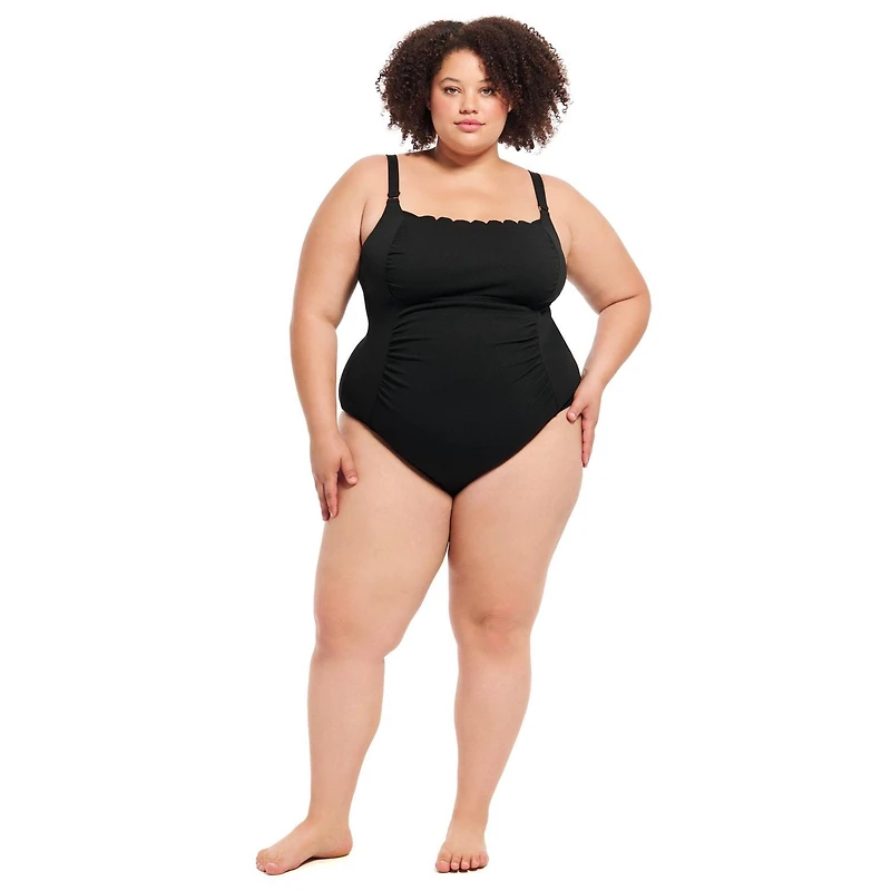 Krista Plus Size Women's Scallop-Neck One-Piece D-Cup Swimsuit