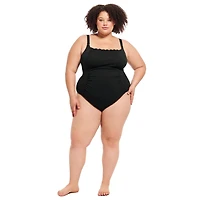 Krista Plus Size Women's Scallop-Neck One-Piece D-Cup Swimsuit