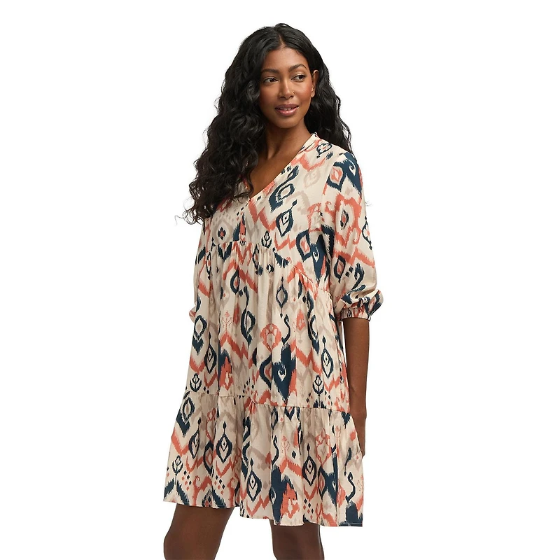Mexx Women’s Printed V-Neck Puff Sleeve Dress