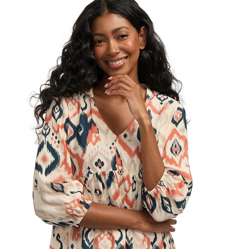 Mexx Women’s Printed V-Neck Puff Sleeve Dress