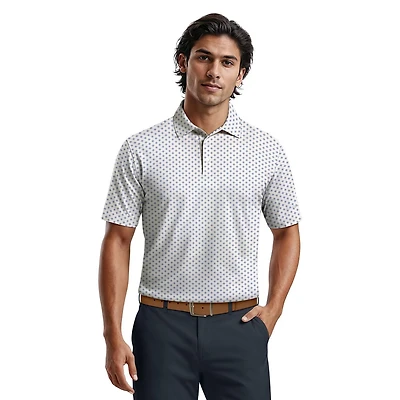 Ben Hogan Performance Men's Gentleman Geo Print Short Sleeve Golf Polo Shirt