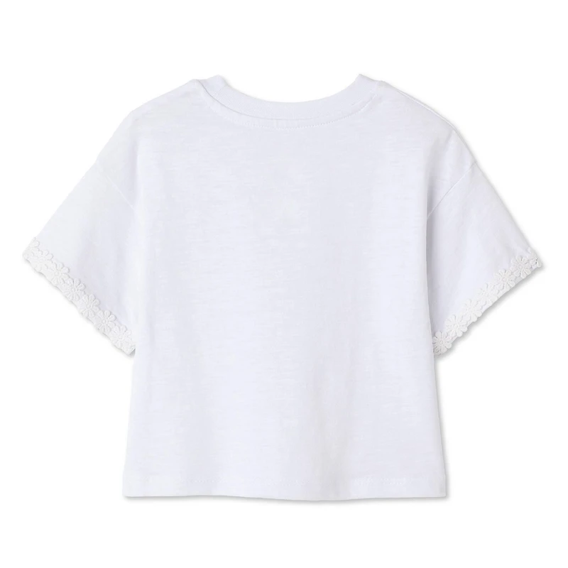 T-shirt avec garniture ornée de marguerites George pour petites filles