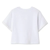 T-shirt avec garniture ornée de marguerites George pour petites filles