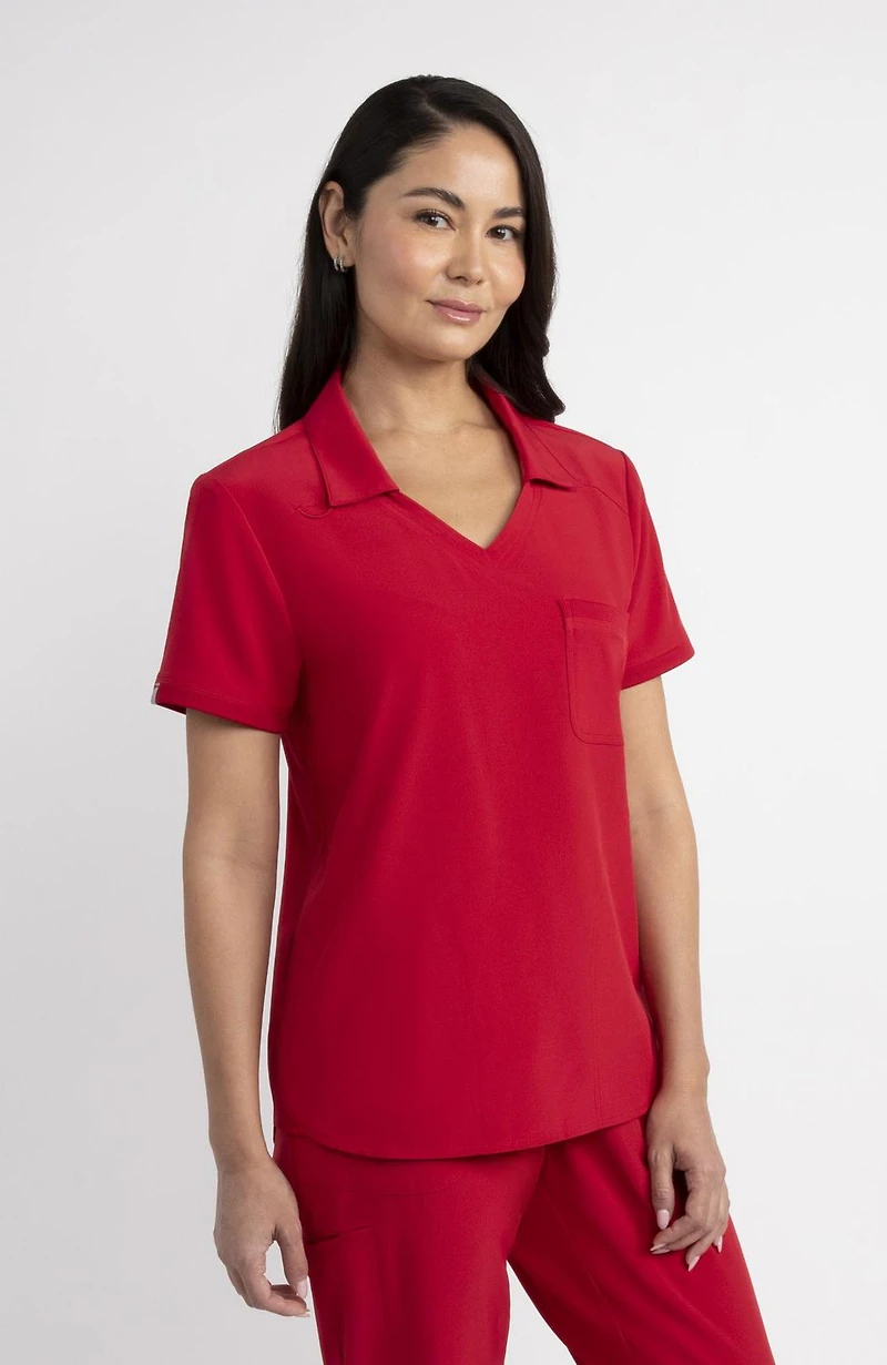 Scrubstar Fashion Collection Women’s Collared V-Neck Scrub Top, Sizes XS–3XL