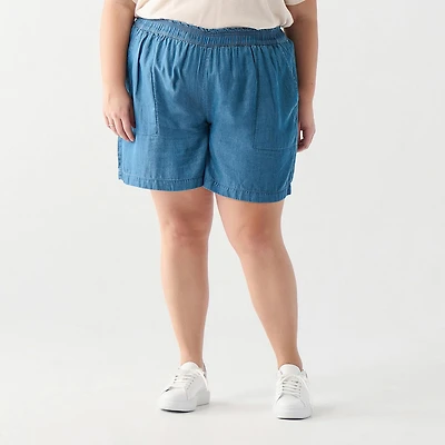 DV Short plissé avec ceinture élastique froncée