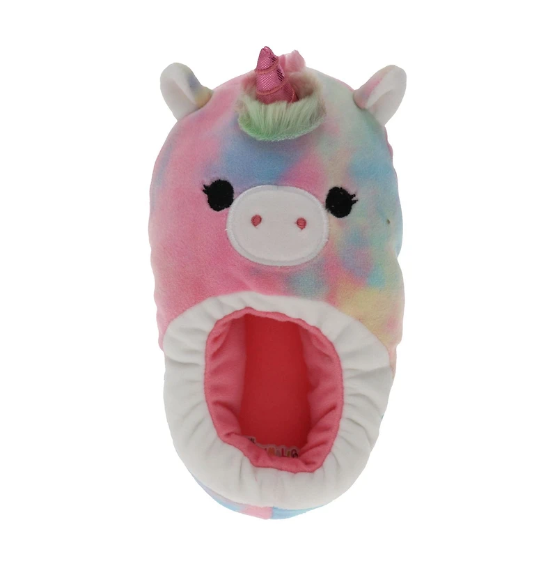 Pantoufles en peluche Squishmallows pour filles avec licorne.