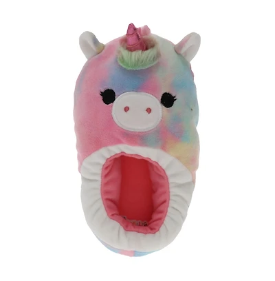 Pantoufles en peluche Squishmallows pour filles avec licorne.