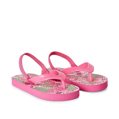 Time and Tru Toddler Girls' Floral Flip Flops