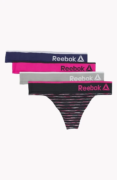 Reebok Ladies' 4 Pack Seamless Thongs