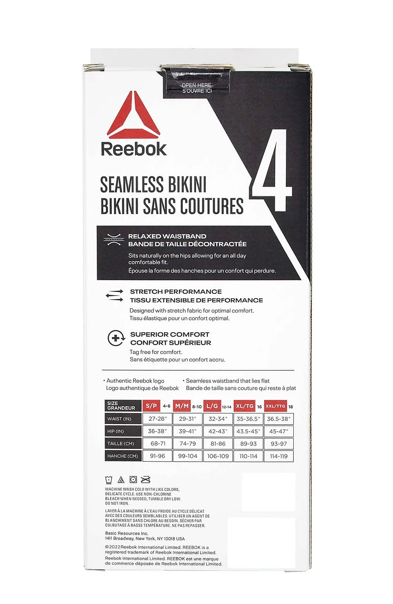 Reebok Ladies' 4 Pack Seamless Bikinis