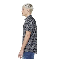 Chemise imprimée manches coutes pour homme Dark Black