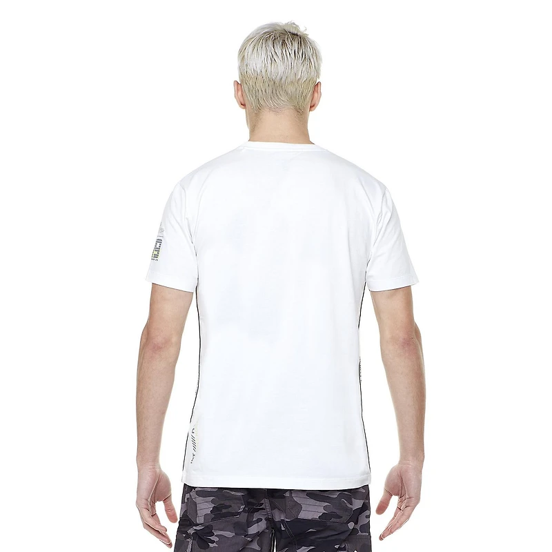 Dark Black Men's Short-Sleeve Henley Graphic T-Shirt