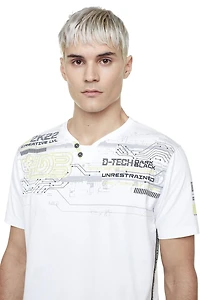 Dark Black Men's Short-Sleeve Henley Graphic T-Shirt