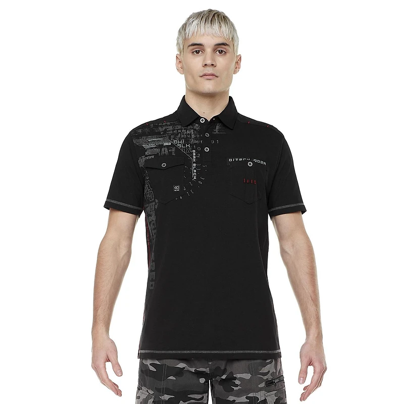 Polo manches courtes avec poches pour homme Dark Black