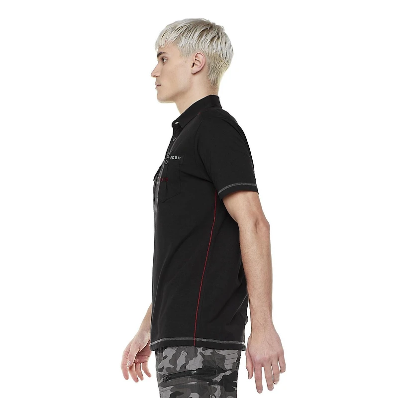 Polo manches courtes avec poches pour homme Dark Black
