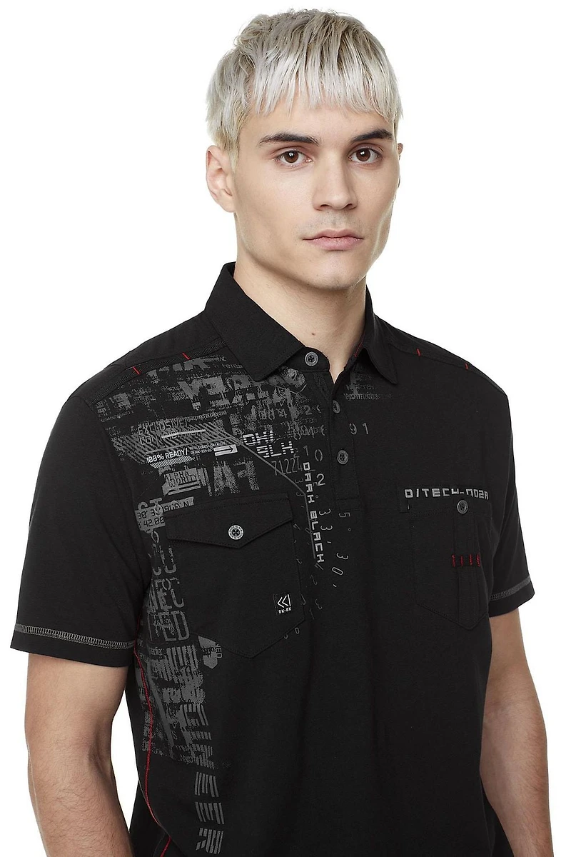 Polo manches courtes avec poches pour homme Dark Black
