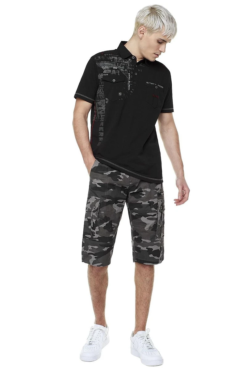 Polo manches courtes avec poches pour homme Dark Black
