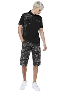 Polo manches courtes avec poches pour homme Dark Black