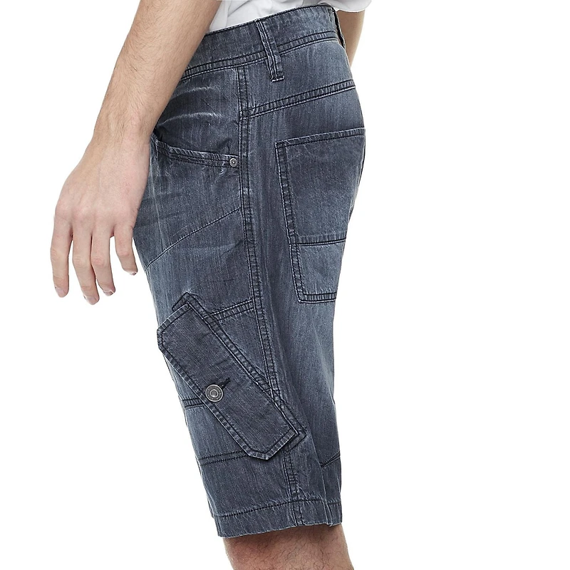 Cargo Capri en denim super léger pour homme de Dark Black