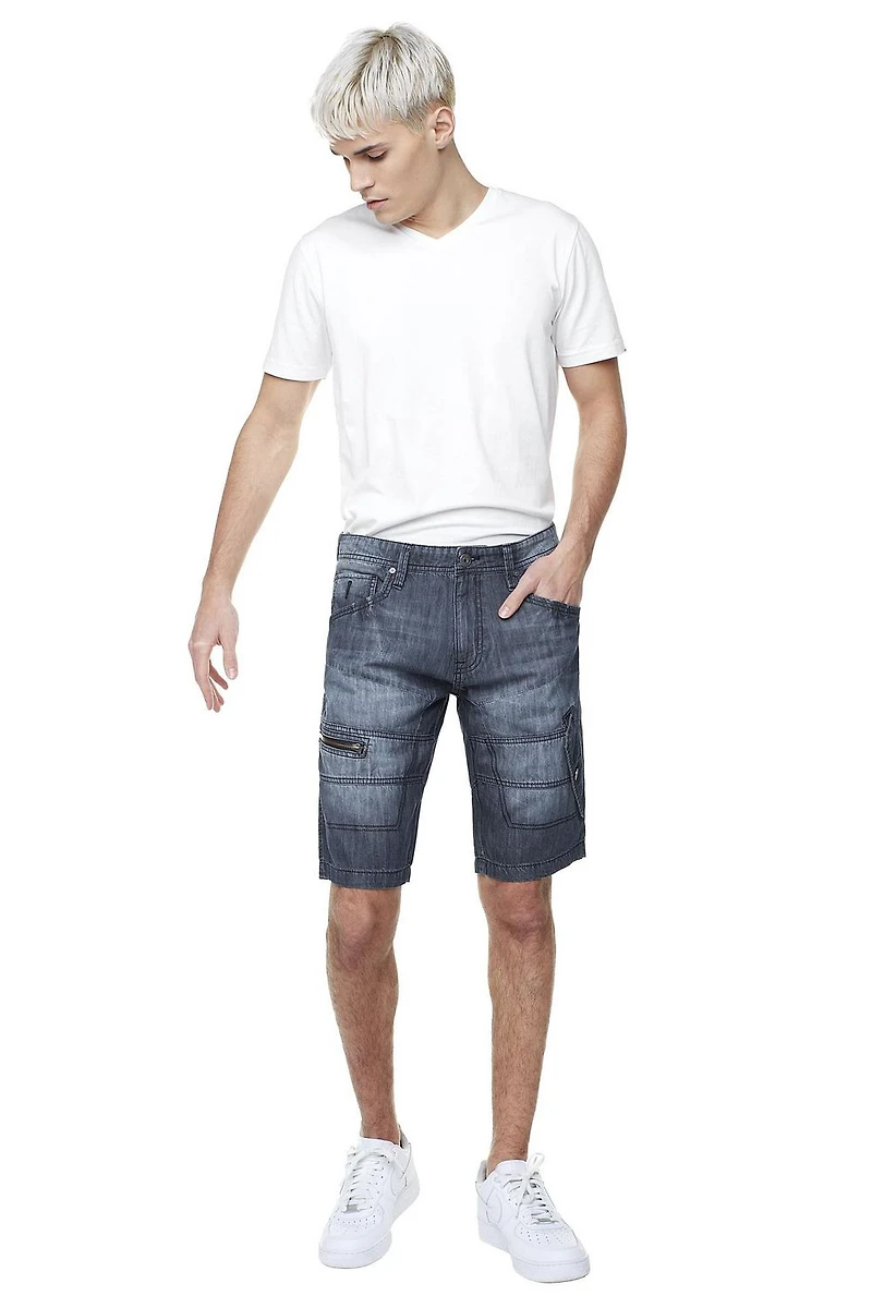 Cargo Capri en denim super léger pour homme de Dark Black