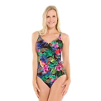 Maillot de bain une-pièce Krista pour femme à encolure en V avec fronces l’avant